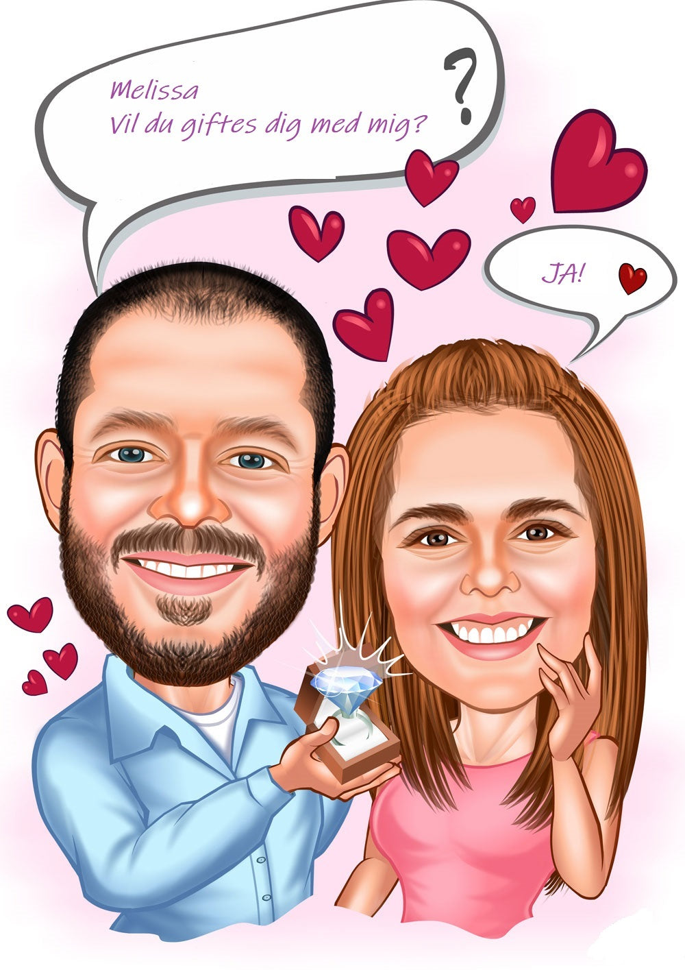 Par tema125 (2 personer) - karikaturtegning efter dine fotos - Just Karikatur