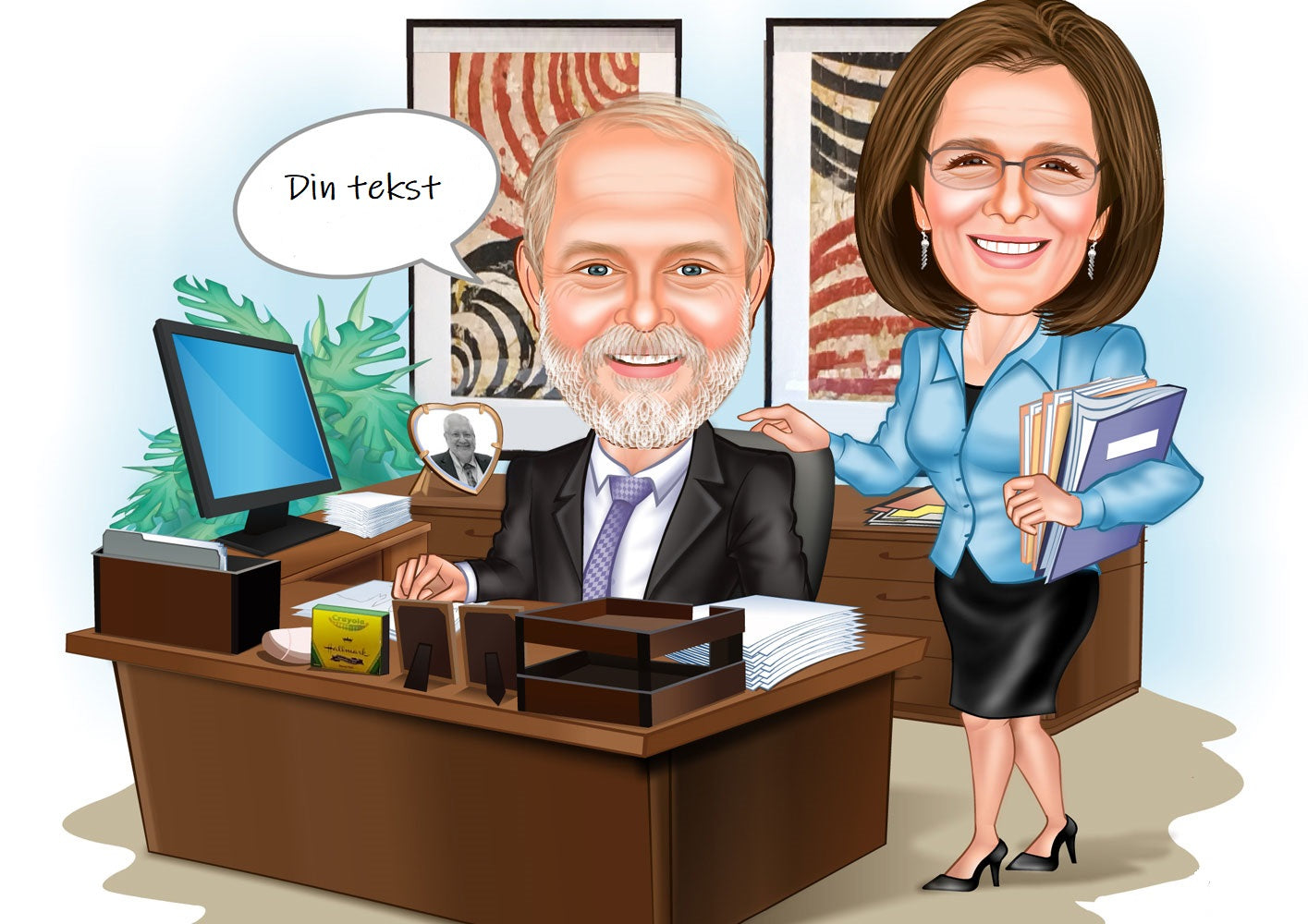 Par tema250 (2 personer) - karikaturtegning efter dine fotos - Just Karikatur