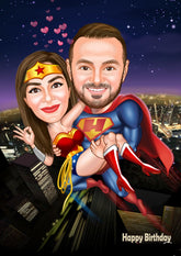 Par tema121 (2 personer) - karikaturtegning efter dine fotos - Just Karikatur