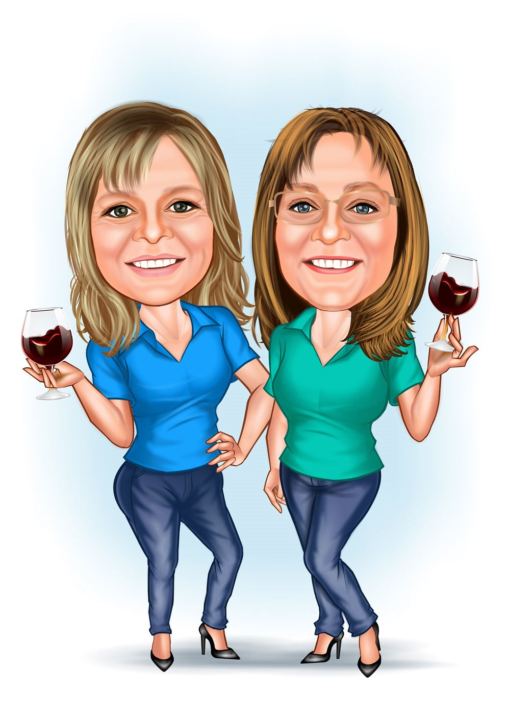 Par tema158 (2 personer) - karikaturtegning efter dine fotos - Just Karikatur