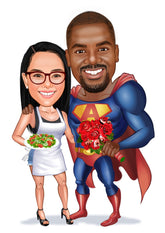 Par tema117 (2 personer) - karikaturtegning efter dine fotos - Just Karikatur