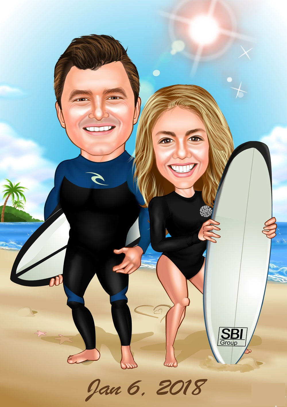 Par tema115 (2 personer) - karikaturtegning efter dine fotos - Just Karikatur