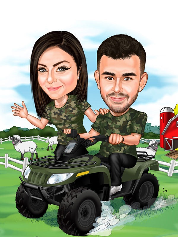 Par tema114 (2 personer) - karikaturtegning efter dine fotos - Just Karikatur