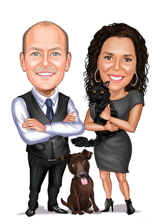 Par tema112 (2 personer) - karikaturtegning efter dine fotos - Just Karikatur