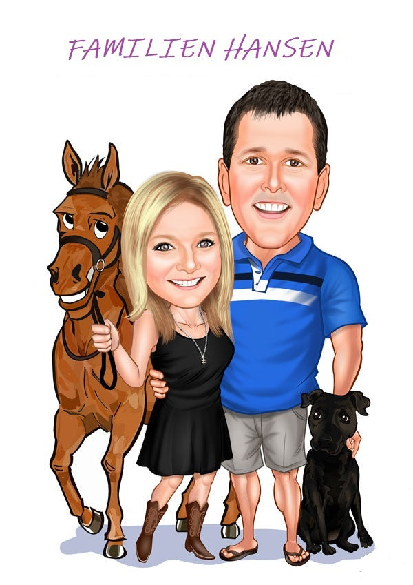 Par tema110 (2 personer) - karikaturtegning efter dine fotos - Just Karikatur