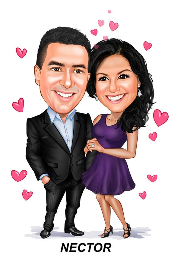 Par tema108 (2 personer) - karikaturtegning efter dine fotos - Just Karikatur