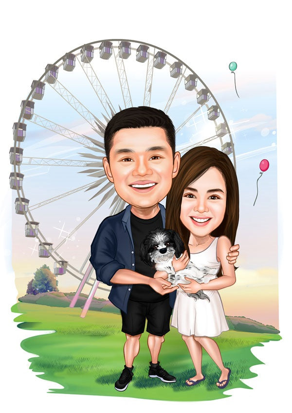 Par tema107 (2 personer) - karikaturtegning efter dine fotos - Just Karikatur