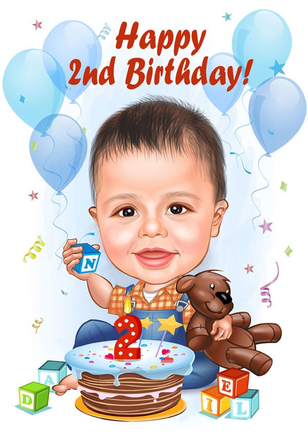 Fødselsdag tema19 (1 person) - karikaturtegning efter dine fotos - Just Karikatur