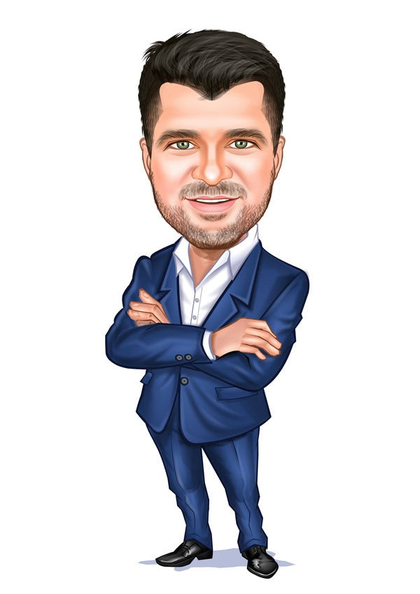 Virksomhed tema43 (1 person) - karikaturtegning efter dine fotos - Just Karikatur