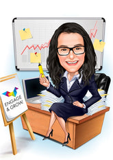 Virksomhed tema36 (1 person) - karikaturtegning efter dine fotos - Just Karikatur