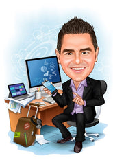 Virksomhed tema34 (1 person) - karikaturtegning efter dine fotos - Just Karikatur