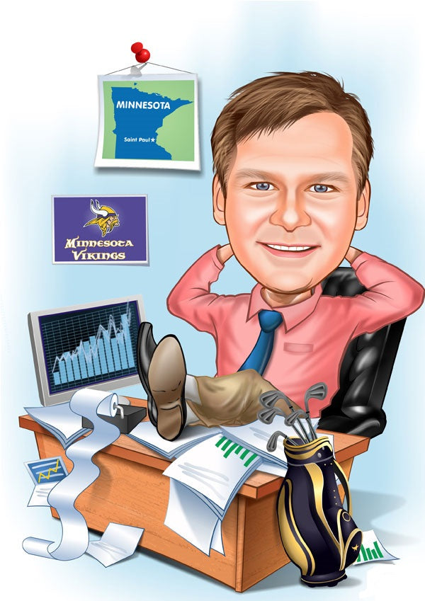 Virksomhed tema33 (1 person) - karikaturtegning efter dine fotos - Just Karikatur