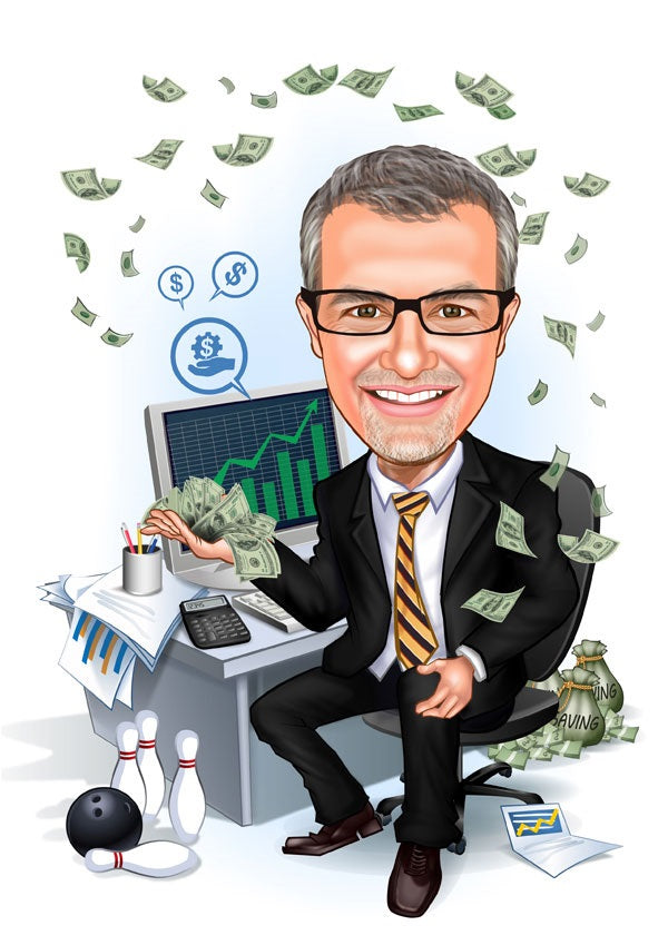 Virksomhed tema31 (1 person) - karikaturtegning efter dine fotos - Just Karikatur