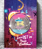 Bitcoin Invest in your future - Plakat/Lærred - Just Karikatur