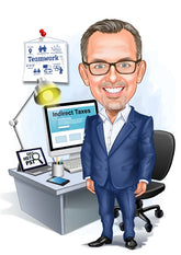 Virksomhed tema14 (1 person) - karikaturtegning efter dine fotos - Just Karikatur