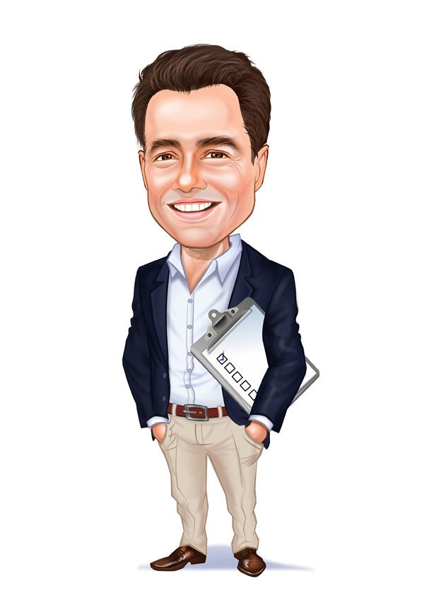 Virksomhed tema8 (1 person) - karikaturtegning efter dine fotos - Just Karikatur