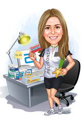 Virksomhed tema7 (1 person) - karikaturtegning efter dine fotos - Just Karikatur