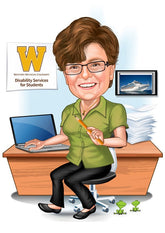 Virksomhed tema6 (1 person) - karikaturtegning efter dine fotos - Just Karikatur