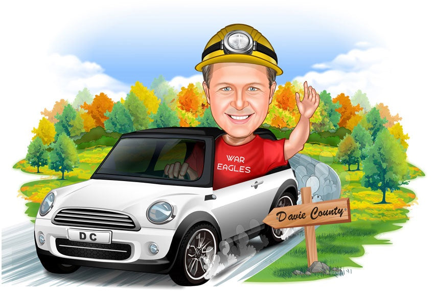 Håndværker tema18 (1 person) - karikaturtegning efter dine fotos - Just Karikatur