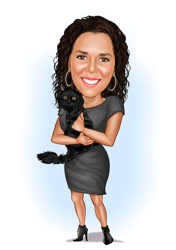 Til hende tema17 (1 person) - karikaturtegning efter dine fotos - Just Karikatur