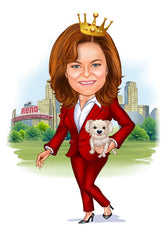 Til hende tema15 (1 person) - karikaturtegning efter dine fotos - Just Karikatur