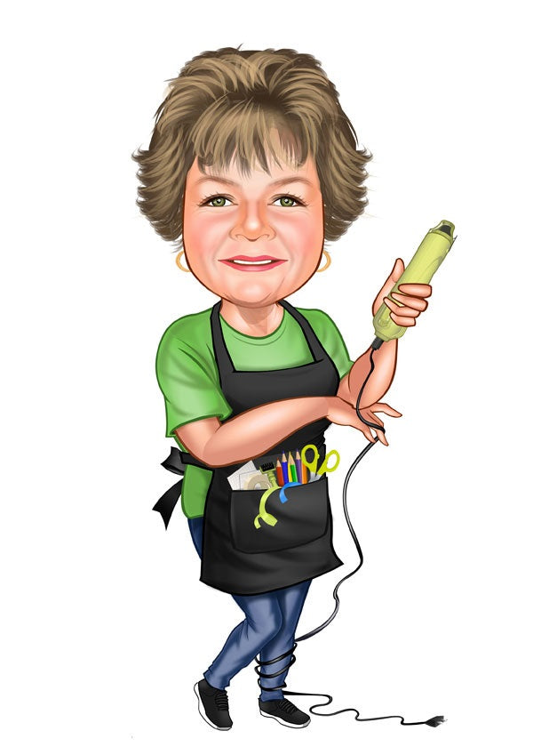 Til hende tema14 (1 person) - karikaturtegning efter dine fotos - Just Karikatur