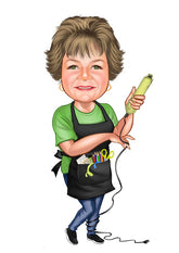 Til hende tema14 (1 person) - karikaturtegning efter dine fotos - Just Karikatur