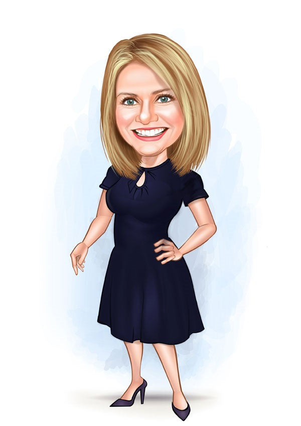 Til hende tema9 (1 person) - karikaturtegning efter dine fotos - Just Karikatur