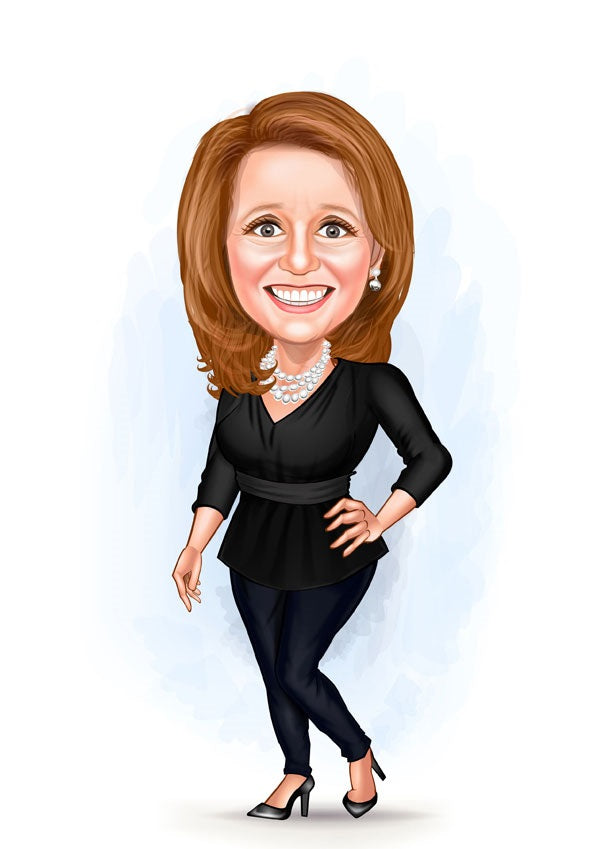 Til hende tema8 (1 person) - karikaturtegning efter dine fotos - Just Karikatur