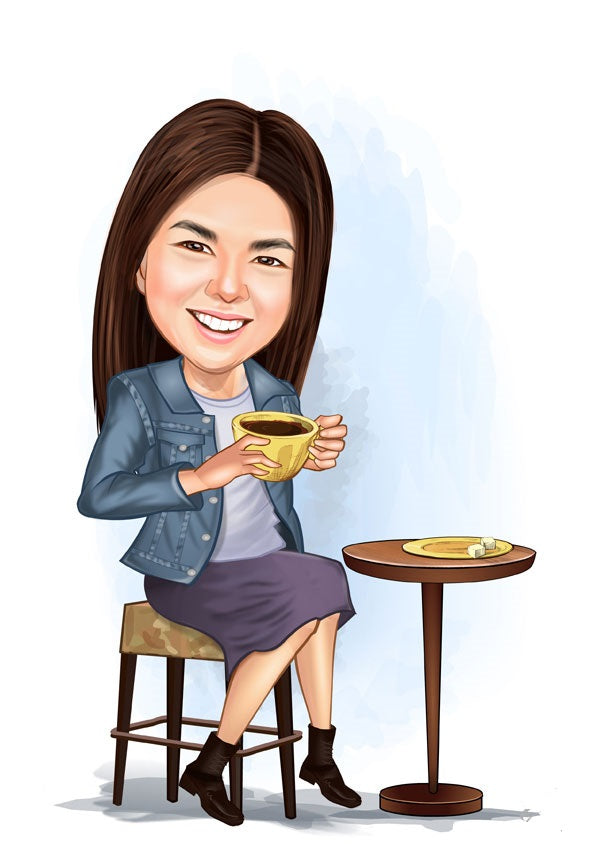 Til hende tema6 (1 person) - karikaturtegning efter dine fotos - Just Karikatur