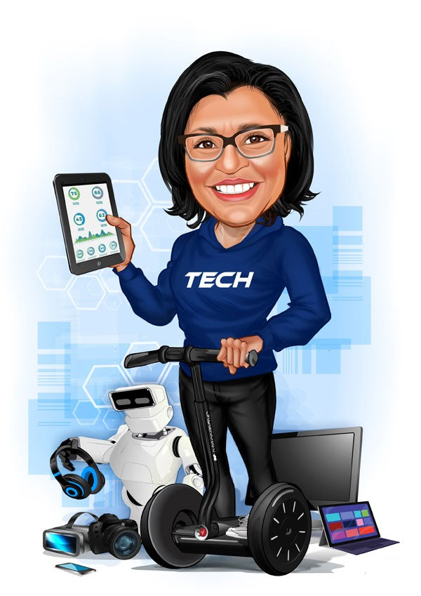 Til hende tema5 (1 person) - karikaturtegning efter dine fotos - Just Karikatur