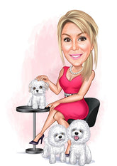 Til hende tema1 (1 person) - karikaturtegning efter dine fotos - Just Karikatur