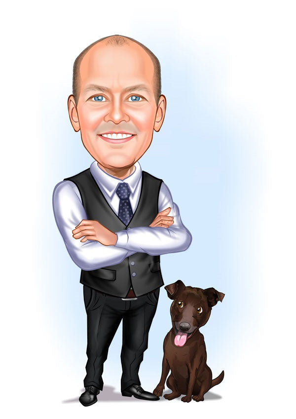 Til ham tema20 (1 person) - karikaturtegning efter dine fotos - Just Karikatur