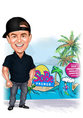 Til ham tema19 (1 person) - karikaturtegning efter dine fotos - Just Karikatur