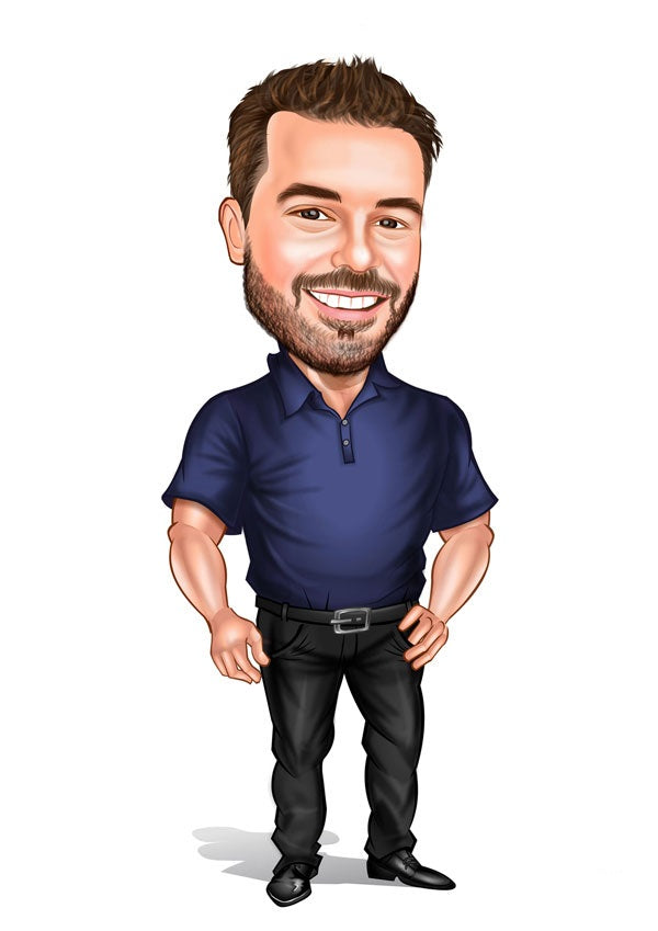 Til ham tema18 (1 person) - karikaturtegning efter dine fotos - Just Karikatur