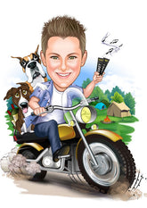 Til ham tema15 (1 person) - karikaturtegning efter dine fotos - Just Karikatur