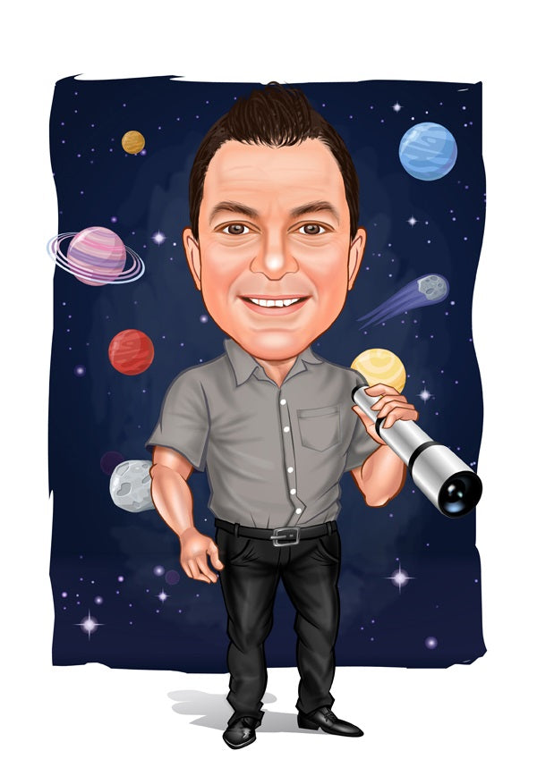 Til ham tema9 (1 person) - karikaturtegning efter dine fotos - Just Karikatur