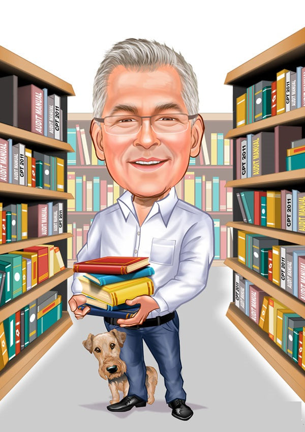 Til ham tema4 (1 person) - karikaturtegning efter dine fotos - Just Karikatur