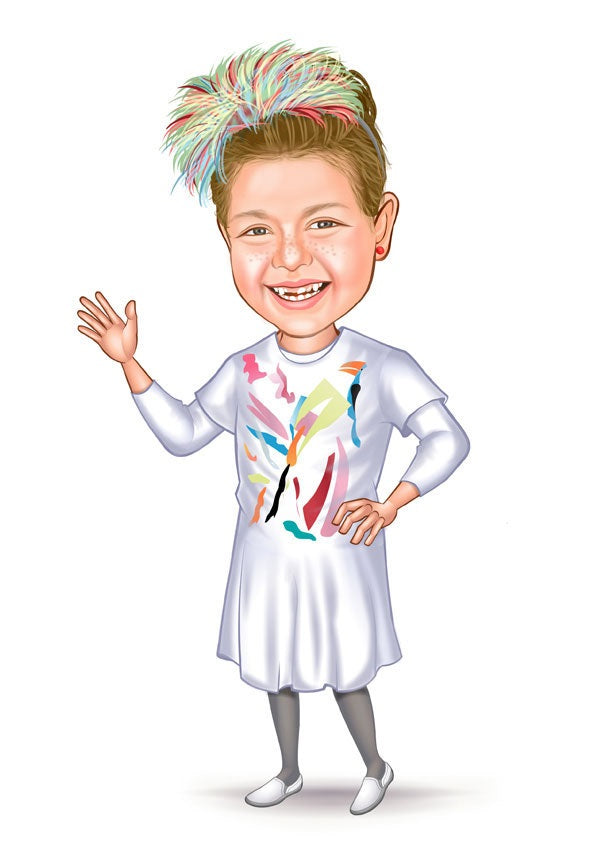 Børn tema7 (1 person) - karikaturtegning efter dine fotos - Just Karikatur