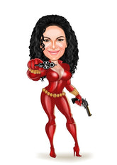 Superhelt tema13 (1 person) - karikaturtegning efter dine fotos - Just Karikatur