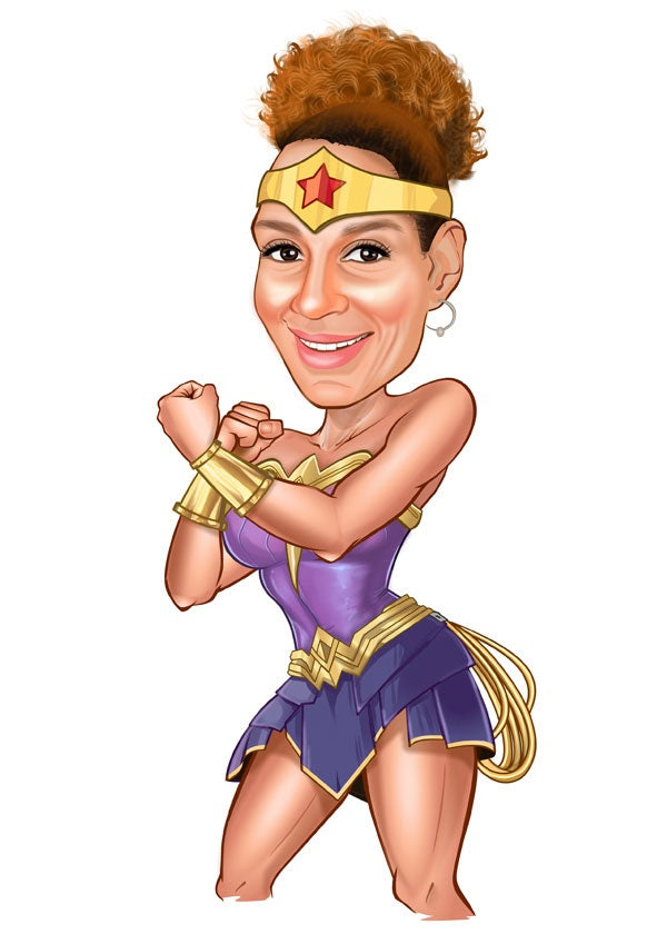 Superhelt tema5 (1 person) - karikaturtegning efter dine fotos - Just Karikatur