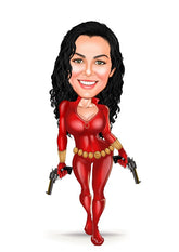 Superhelt tema9 (1 person) - karikaturtegning efter dine fotos - Just Karikatur