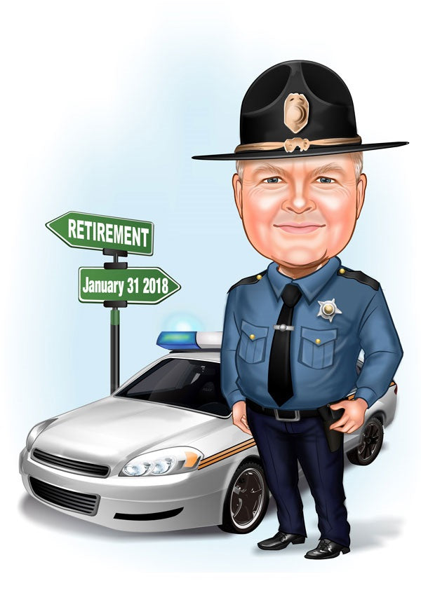 Politi & Militær tema6 (1 person) - karikaturtegning efter dine fotos - Just Karikatur