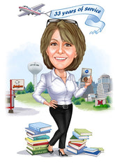 Jubilæum & Afsked tema7 (1 person) - karikaturtegning efter dine fotos - Just Karikatur