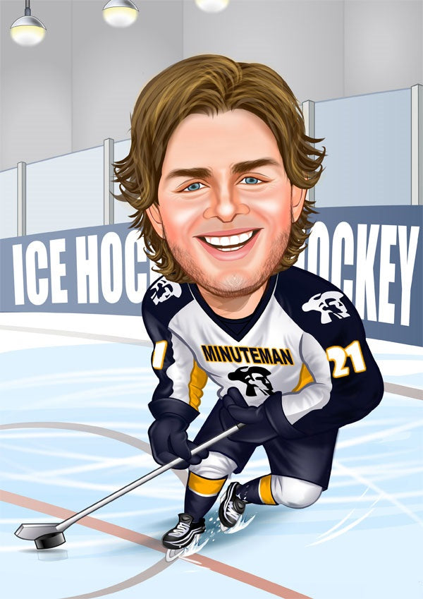 Sports tema34 (1 person) - karikaturtegning efter dine fotos - Just Karikatur