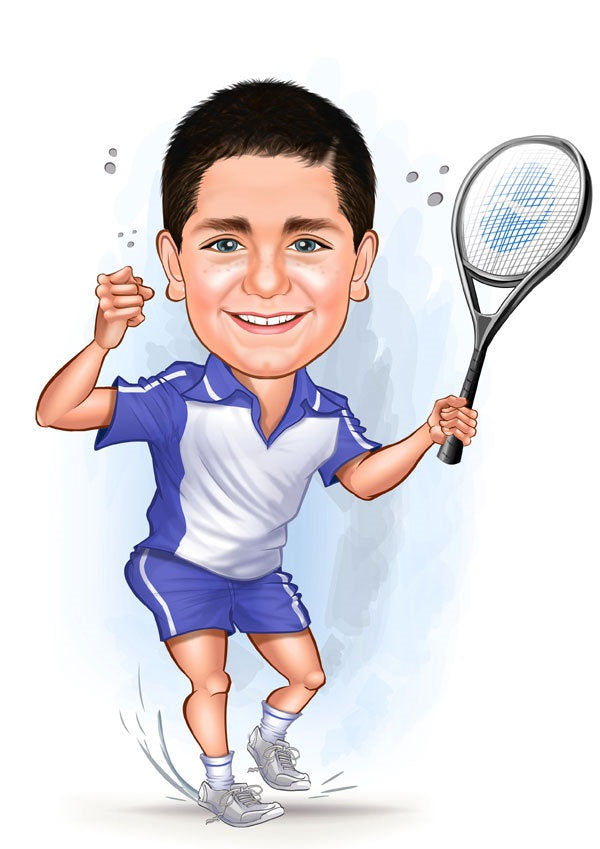 Sports tema24 (1 person) - karikaturtegning efter dine fotos - Just Karikatur