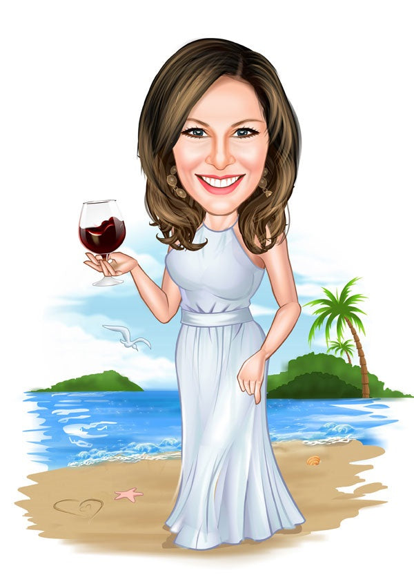 Rejse tema29 (1 person) - karikaturtegning efter dine fotos - Just Karikatur