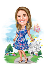 Rejse tema27 (1 person) - karikaturtegning efter dine fotos - Just Karikatur