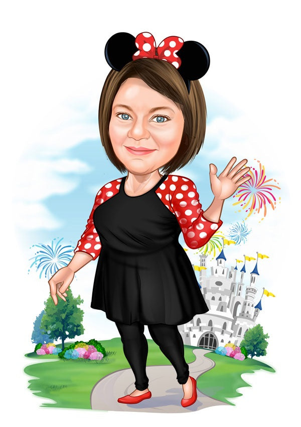 Rejse tema26 (1 person) - karikaturtegning efter dine fotos - Just Karikatur