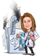 Arbejde & Erhverv tema23 (1 person) - karikaturtegning efter dine fotos - Just Karikatur